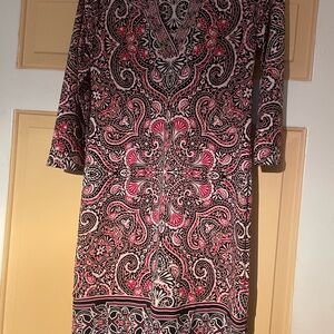 White House Black Market Black and Pink Paisley Dress